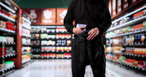 Obraz na płótnie Retail Shoplifting. Man Stealing In Supermarket w salonie