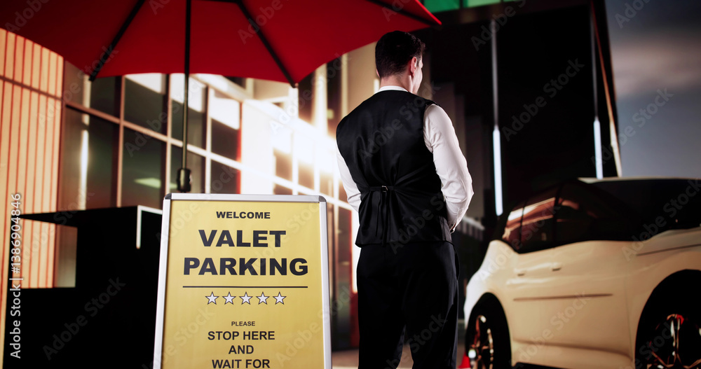 Rear View Of A Valet Standing In Front