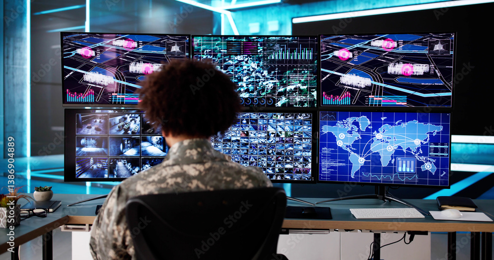 African man monitors real-time surveillance data
