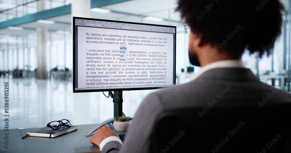 Young African American man edits digital manuscript
