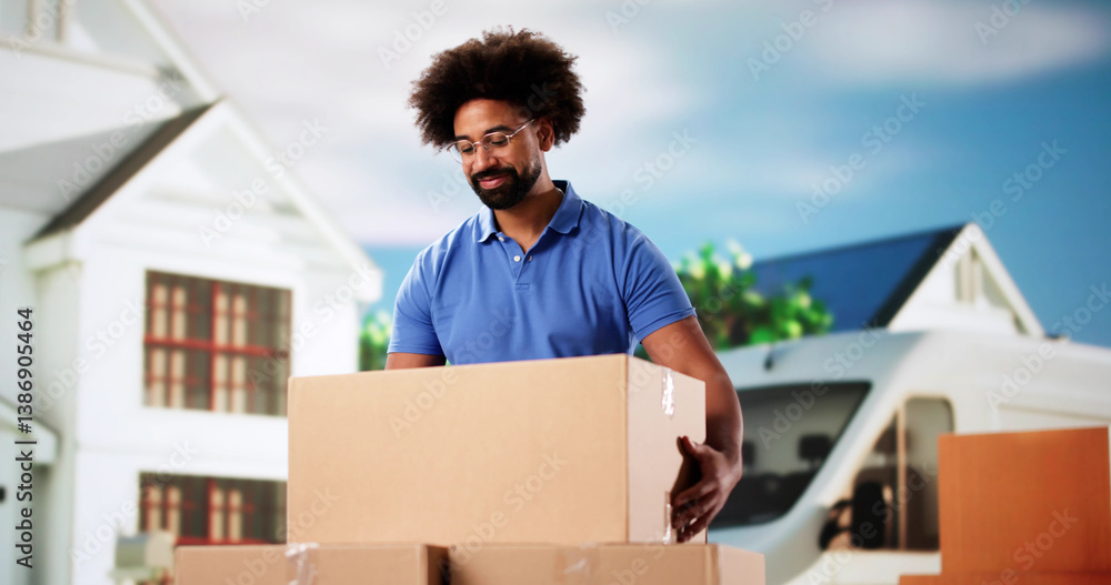 Professional Mover Unloading Boxes from Van