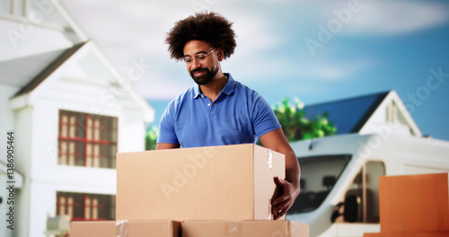 Professional Mover Unloading Boxes from Van