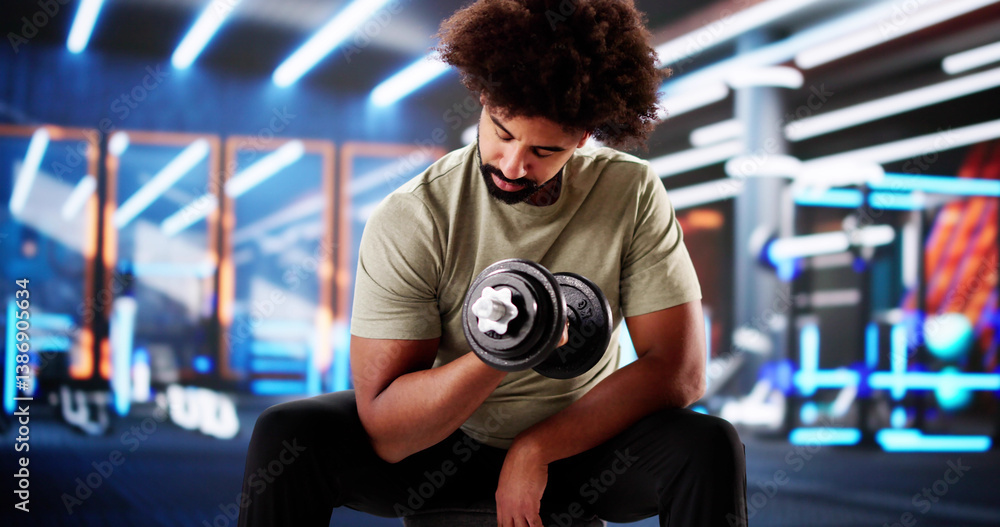Fitness Trainer Encourages African American Man Lifting Heavy