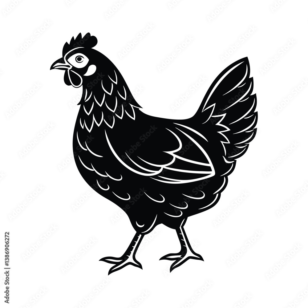 Fototapeta premium Hen Vector silhouette isolated on a white background