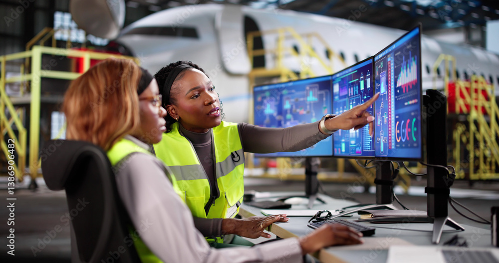 Skilled Woman Aircraft Mechanic Conducts Safety Check