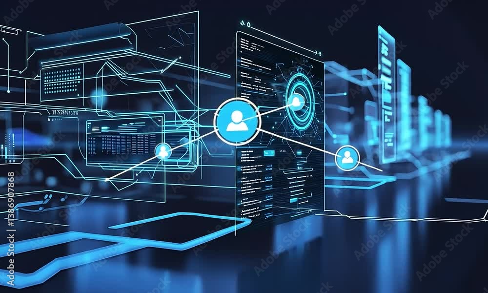 Futuristic Digital Network Interface: Data Visualization and Connectivity Futuristic Digital Network Interface: Data Visualization and Connectivity