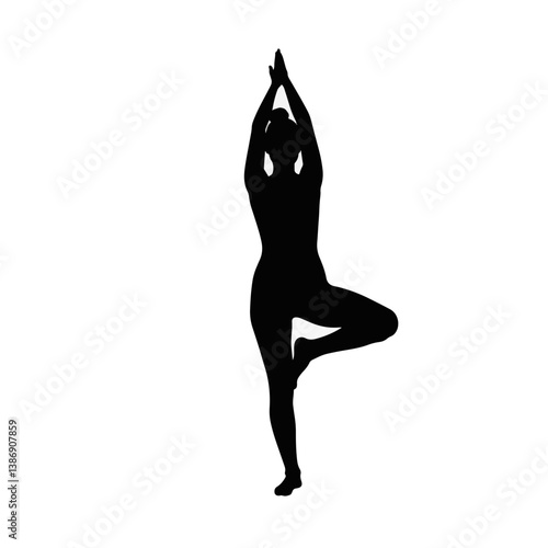 Graceful yoga silhouette in black and white, mindful balance