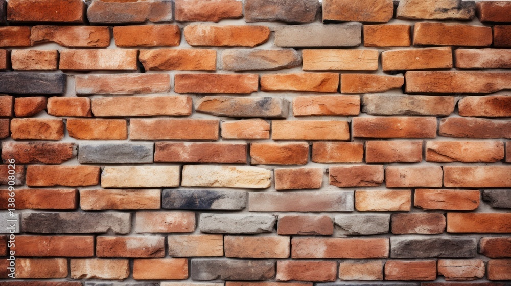 Fototapeta premium Old vintage red brick wall with shade of spot light texture background