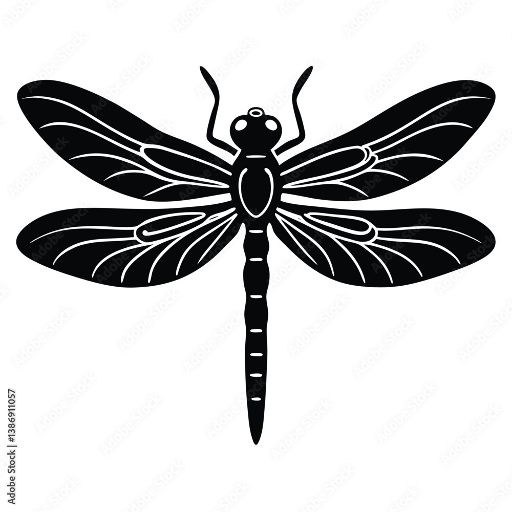 Fototapeta premium Dragonfly single vector silhouette pic