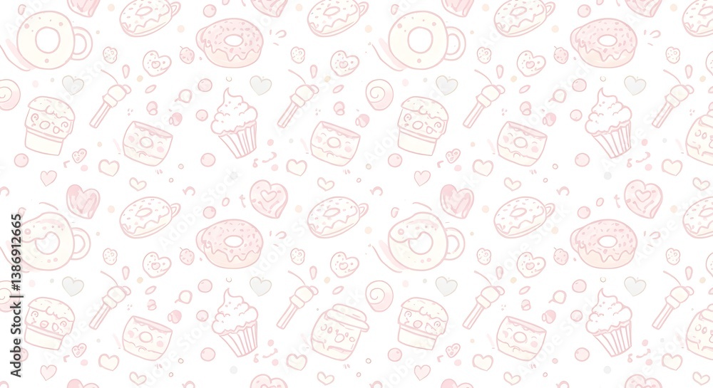 Pastel Doodle Sweets: A Delicate Hand-Drawn Pattern AI Generated Pastel Doodle Sweets: A Delicate Hand-Drawn Pattern AI Generated