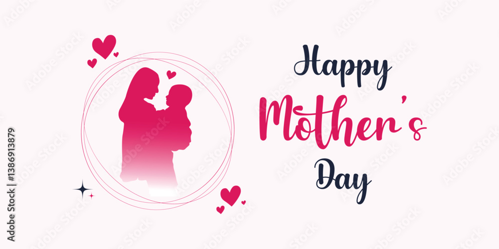 Fototapeta premium vector illustration of happy mother`s day abstract background