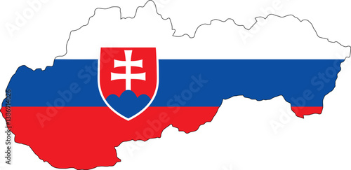 Canvas Print Slovakia flag on the map illustration vector with transparent