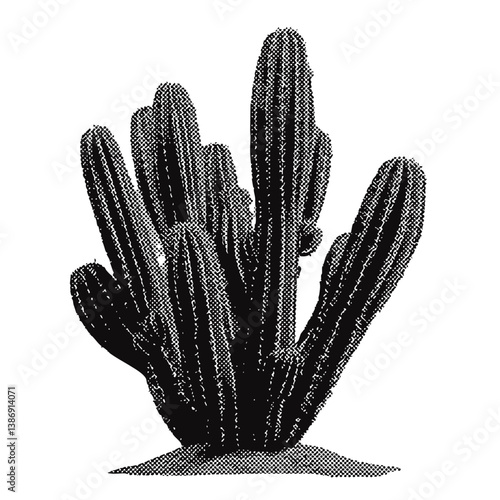 wild west cactus plant. western vintage halftone grunge vector design element