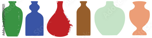Collection Of Various Colorful Vase Shapes In Different Sizes And Style