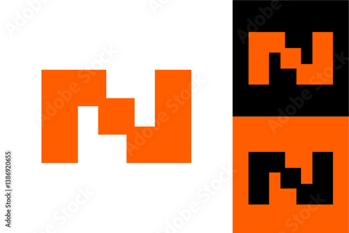 Creative N Symbol Logo in Block Style