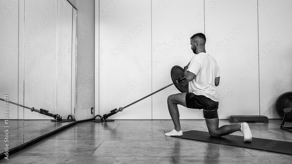 Rehabilitation exercises for the legs in the gym with weights. Physiotherapy and Osteopathy