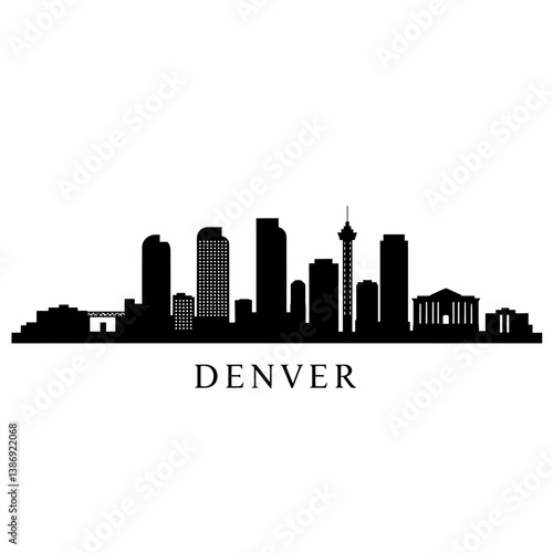 Denver Skyline Silhouette - Vector Illustration