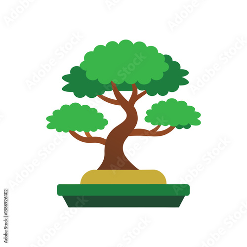 a colorful bonsai tree vector art illustration