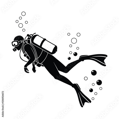Vector illustration of a scuba diver