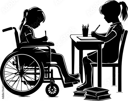 Children Drawing Together in a Classroom Setting  