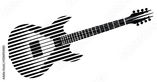 Striped Electric Guitar Black And White Creative Musical Instrument Design Concept