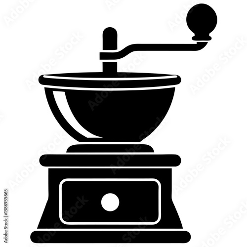 Minimalist Grinder Silhouette Vector Icon on White.