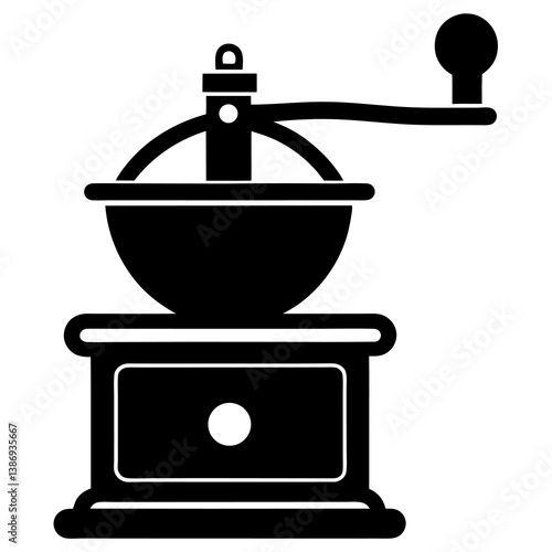 Professional Grinder Silhouette Vector Illustration White Backdrop.