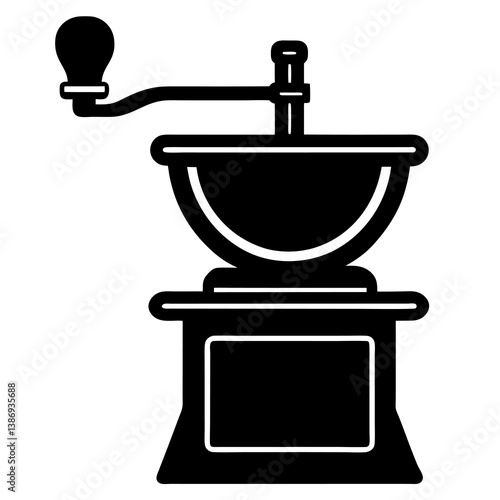 Minimalist Grinder Silhouette Vector Icon on White.