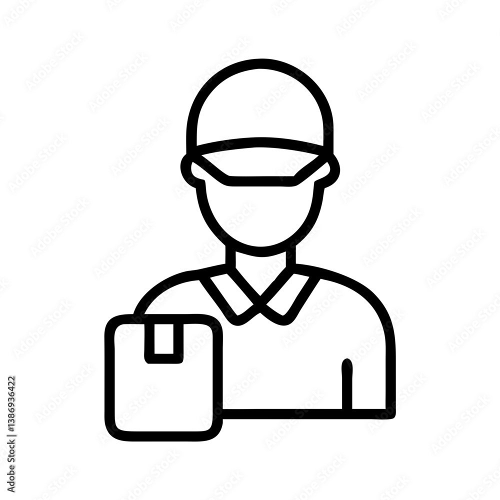 Delivery person holding a package in a minimalistic style Delivery person holding a package in a minimalistic style
