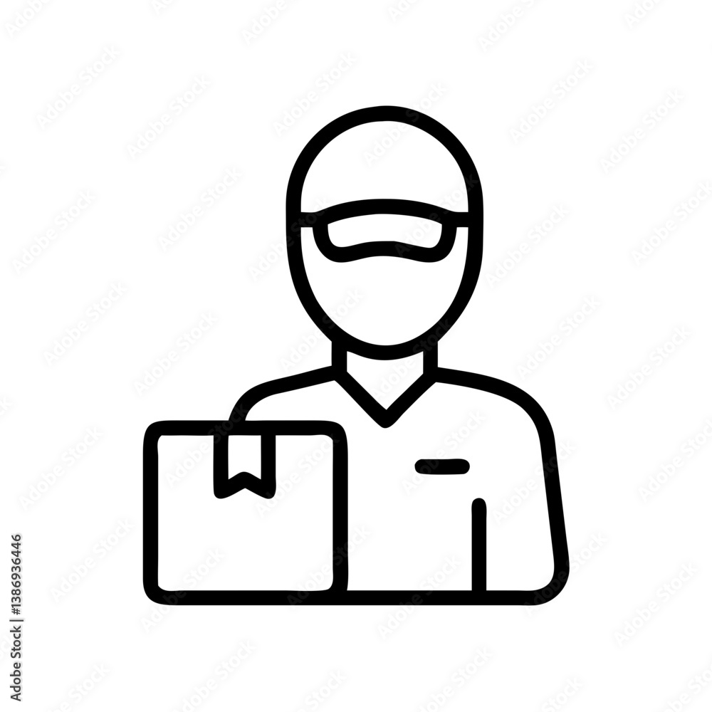 Delivery person holding a package in a minimalistic style Delivery person holding a package in a minimalistic style