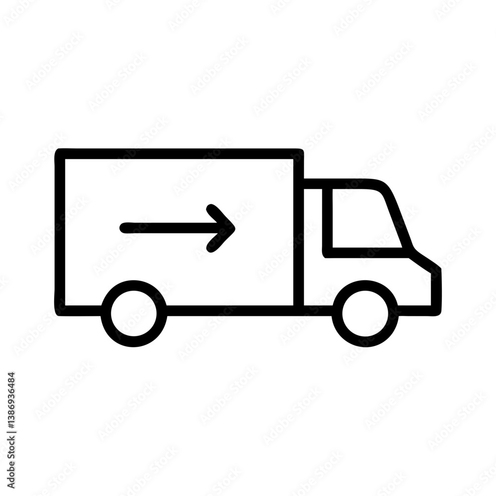 Delivery truck icon moving forward on a white background Delivery truck icon moving forward on a white background