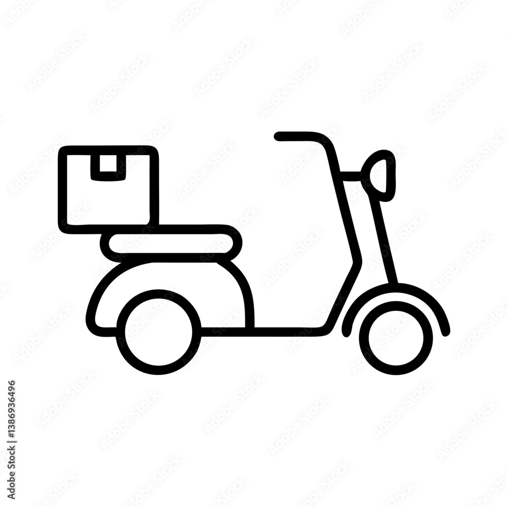 Delivery scooter with box in minimalistic style Delivery scooter with box in minimalistic style