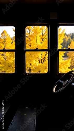 Outside the autumn train window