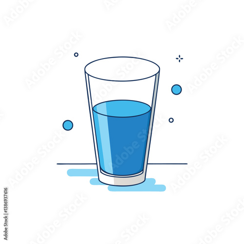 Glass-of-water--decreasing-levels minimalist illustration.