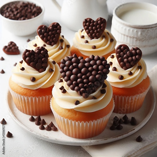 cupcakes decorated with cute chocolate hearts