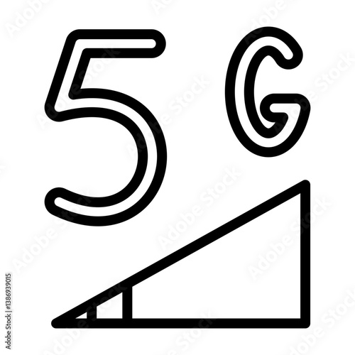 5G Low Signal Vector Line Icon Design