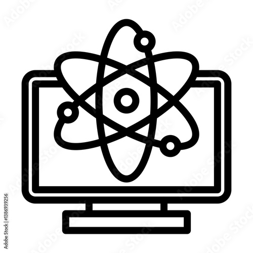 5G Quantum Computing Vector Line Icon Design