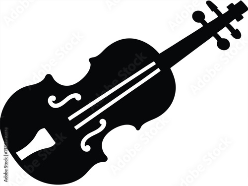 Black and White Violin silhouette, Violin Clipart, Violin icon vector, Violin outline silhouette