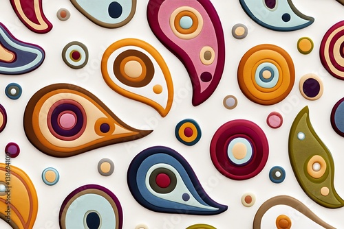 Colorful Abstract Shapes with Swirls and Circles on Textured Background