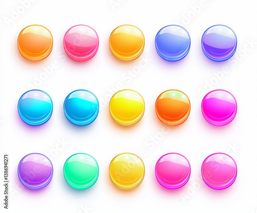 Colorful Gradient Button Set – Vector Illustration for UI, Web Design, Mobile Apps, and Forms, Featuring Flat Style with High-Resolution Gradients on a White Background