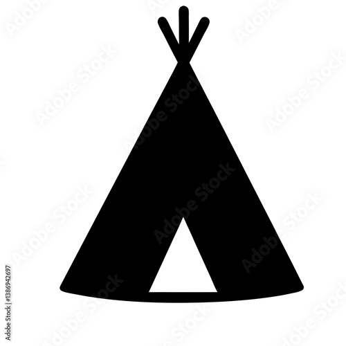 Simple Black Tent Icon Isolated On White Background Graphic Representation