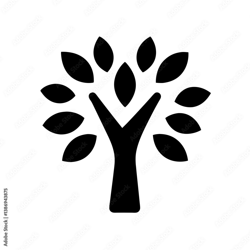 Simple Tree Icon Black Silhouette Illustration Vector Graphic Isolated On White Simple Tree Icon Black Silhouette Illustration Vector Graphic Isolated On White