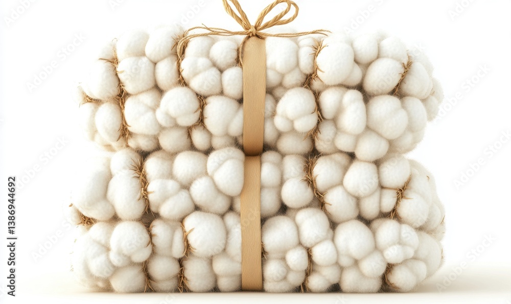 Two bales of cotton tied with twine, isolated on white background; for textile industry Two bales of cotton tied with twine, isolated on white background; for textile industry