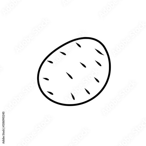 Monochromatic Potato Illustration: A simple, clean, and illustrative depiction of a potato. This artistic representation emphasizes the basic form and contours of this earthy food item.