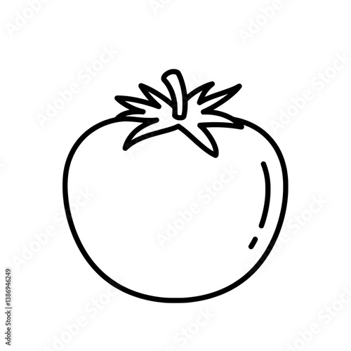 Tomato Contour Art: A fresh and vibrant contour artwork of a plump tomato, ready to bring a touch of rustic charm to any project. 