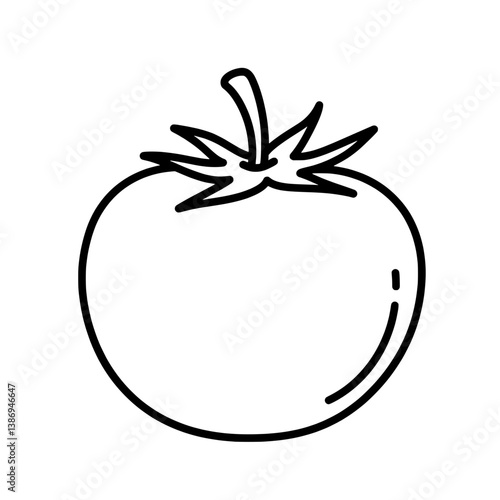 Tomato Outline: A clean, minimalist line drawing of a ripe tomato, perfectly capturing the essential form of this kitchen staple, offering a modern and versatile visual element.
