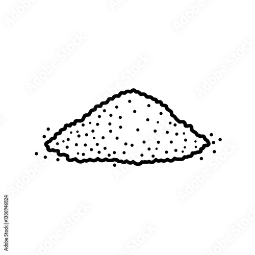 Sugar Pile Icon: A minimalist black and white vector icon of a pile of granulated sugar. Perfectly illustrating purity and simplicity.