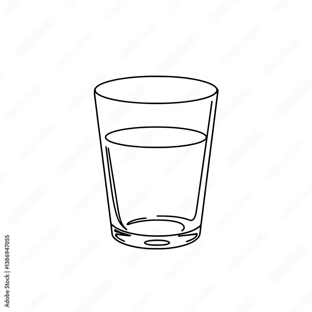 Glass of Water: A minimalist illustration of a glass filled with water, embodying clarity and refreshment, perfectly conveying a message of hydration and purity. Glass of Water: A minimalist illustration of a glass filled with water, embodying clarity and refreshment, perfectly conveying a message of hydration and purity.