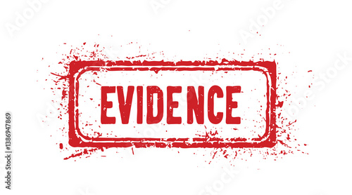 Grunge Red "EVIDENCE" Rubber Stamp Vector with Distressed Minimalist Style