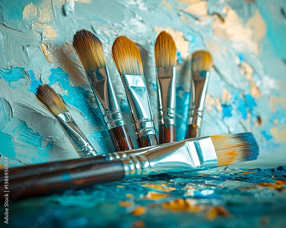 Fototapeta premium Artist Paintbrushes on Palette.